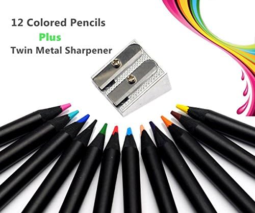 Wekoil Colored Pencil Set Soft Core Pre-sharpened Black Wood Made with Double Holes Metal Pencil Sharpener,Coloring Kit For Adults Kids Art drawing,Coloring Book, 12 Count