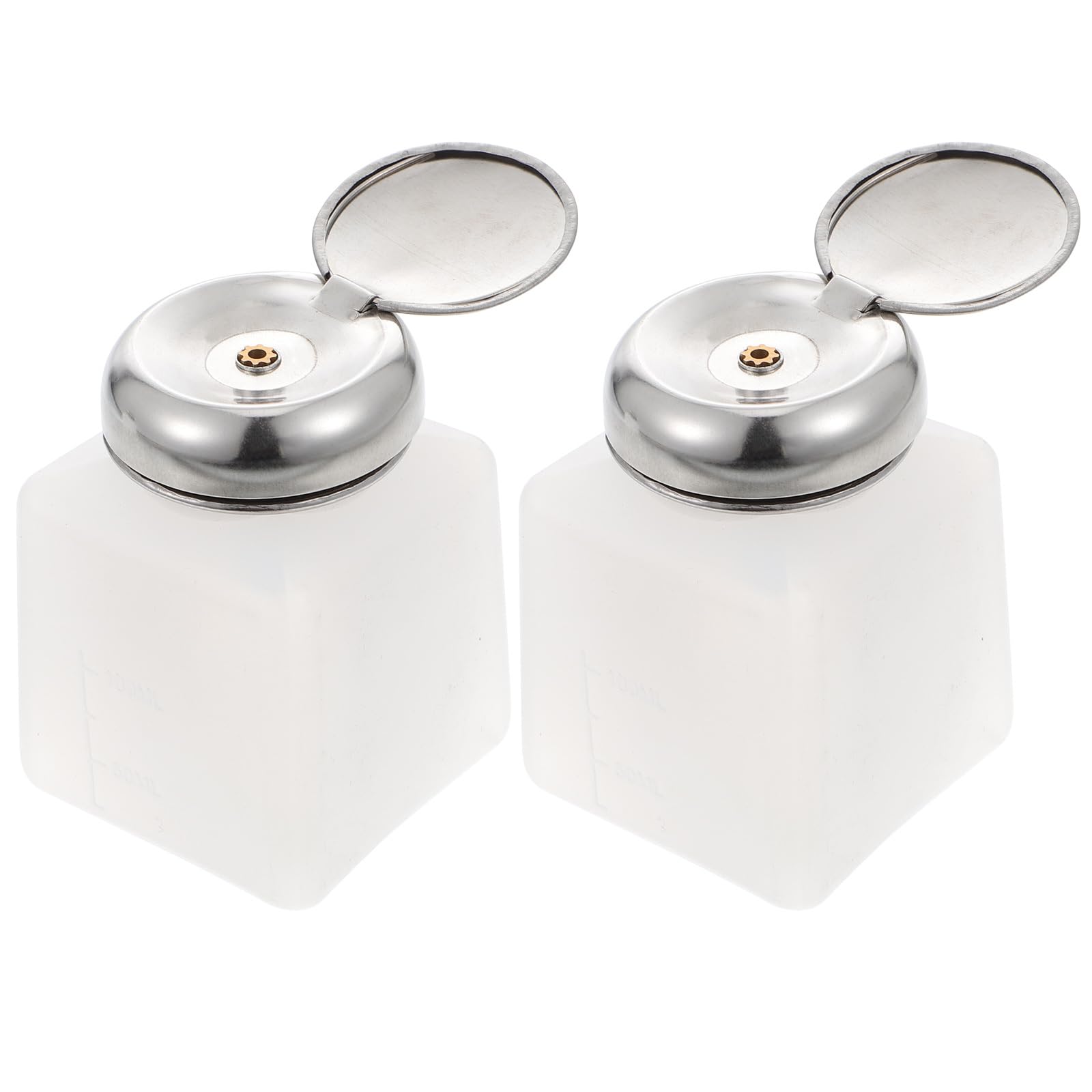 ULTECHNOVO 100Ml Anti-Static Alcohol Dispenser Pump Bottle with Lockable Cap Refillable Plastic Liquid Container for Nail Treatment and Makeup Removal 2 Pack