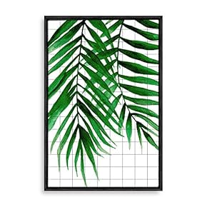 Framed Canvas Home Artwork Decoration Nordic Style Plant Canvas Wall Art for Living Room, Bedroom - 16x24 inches