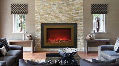 Zero Clearance Electric Fireplace w/ 37" Steel Surround & Overlay