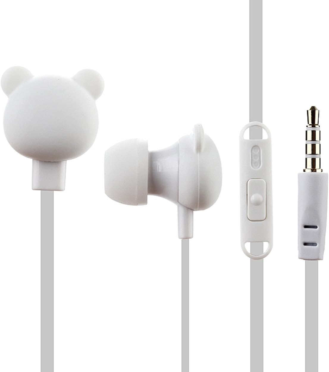 Cute Bear Shape In-Ear Earphones Headphones for all Smartphones, iPhones, iPods, MP3 Players, Tablets – with Mic & In-Line-Control - Perfect Fit for Running and Sports