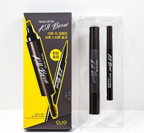 CLIO Tinted Tattoo Kill Brow Master Set (Tattoo Pen + Brow Mascara + Tinted Tattoo Brush liner) #3 Dark Brown