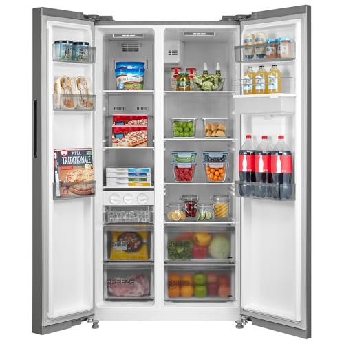 Midea 704L Gross & 513L Net Capacity Side by Side Refrigerator With Water Dispenser, Frost Free With Humidity Control, Electronic Touch Screen, Inverter Quattro, Multi Air Flow, Silver MDRS704FIE02AE