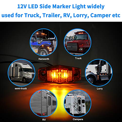 Donepart Red/Amber Trailer Side Marker Lights 2.5 Inch trailer Side Fender Marker Lights Clearance Identification Lights 12v for Truck Trailer RV Camper Boat Lorry Bus (4 Pcs) - Thumbnail 3