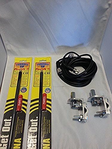 Err 2 Firestik Fs2 , Fs2b, Black Cb Antennas, 18ft Dual Cophase Coax, Brackets and Studs Combo