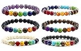 Top Plaza 7 Chakra Healing Energy Crystal Gemstone Beads Bracelet, 8MM - Pack of 6 (Pack of 6 #1)