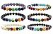 Top Plaza 7 Chakra Healing Energy Crystal Gemstone Beads Bracelet, 8MM - Pack of 6 (Pack of 6#1)