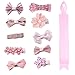 BonnyGirl Boutique Baby Girls Toddler Hair Bow Clips Barrettes with Hair Bows Holder (Pink A)