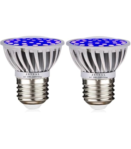 thumbnail image 2 of JSVSAL 2-Pack UV Black Light Bulbs – 6W E26 Base, 395-400nm, For Glow Parties, Halloween Decor, Non-Dimmable 2 of 12