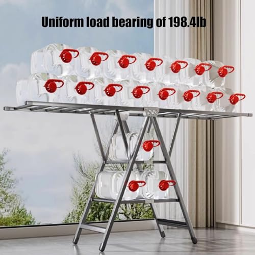 Zucng Large Folding Clothes Dryer Clothes Drying Rack, Metal Laundry Drying Rack Free-Standing Drying Rack Clothing for Indoor Outdoor Windproof 3 Tier, Grey