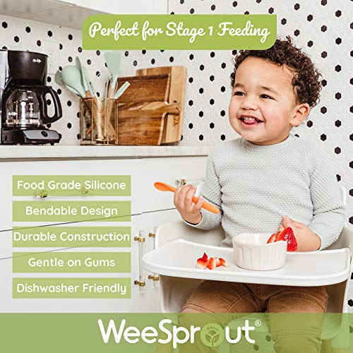 WeeSprout Silicone Baby Spoons First Stage Feeding Spoons for Infants