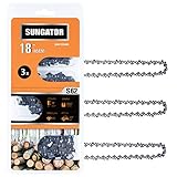 SUNGATOR 3-Pack 18 Inch Chainsaw Chain SG-S62, 3/8" LP Pitch - .050" Gauge - 62 Drive Links, Fits Craftsman, Husqvarna, Ryobi, Homelite, Poulan