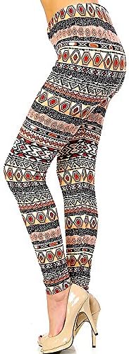 Moda Age Women’s Ultra Soft Patterned Printed Leggings,(Size 0-14),Workout Yoga (Solemn Tribal)
