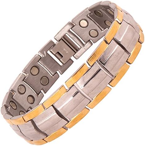 Amazheal Bio Magnetic Therapy Double Ton Titanium Energy Health Metal Bracelet For Men & women