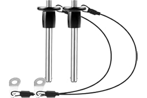 VXCICC 2 Pack 304 Stainless Steel Quick Release Pin 0.24 Inch Diameter Ball Locking Pin with Push Button Round Handle Lanyard Usable Length 1.41" (6mm x 36mm)