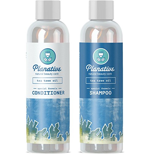 Pure Tea Tree Oil Healing Shampoo and Conditioner Set Anti Dandruff Treatment for Women and Men with Itchy Scalp Weak Hair - Sulfate Free Formula for Healthy Hair Growth color treated Hair