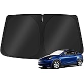 KUST Windshield Sun Shade for 2017-2026 Tesla Model Y/Model 3 Sunshade Accessories (Fit 2025-2026 Model Y Juniper / 2024 Model 3 Highland) Upgraded Foldable Sunshade, Blocks UV Rays Keep Car Cool