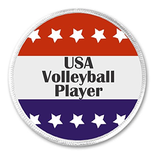 USA Volleyball Player Red White Blue Stars 3" Sew On Patch
