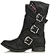 SODA Women's Norris Faux Nubuck Leather Triple Buckle Mid Calf Lined Boots