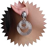 Iaceble Boho Layered Circle Dangle Earrings Gold Circle Hoop Earrings Multi Circle Earrings Round Hoop Drop Earrings Swirl Disco Earrings Jewelry for Women