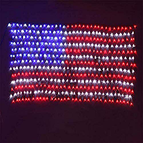 Auelife American Flag Lights, Waterproof 420 Led Light 24V 6.5ft3.28ft Flag Net Lights Indoor Outdoor for Independence Day Memorial Day Fence Yard Garden Festival Christmas Room Wall Decorations