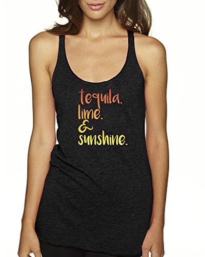 Panoware Women's Funny Graphic Tank Top | Tequila Lime and Sunshine, Vintage Black, X-Large