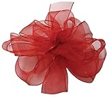 Offray Wired Edge Encore Sheer Craft Ribbon, 1-1/2-Inch Wide by 25-Yard Spool, Red