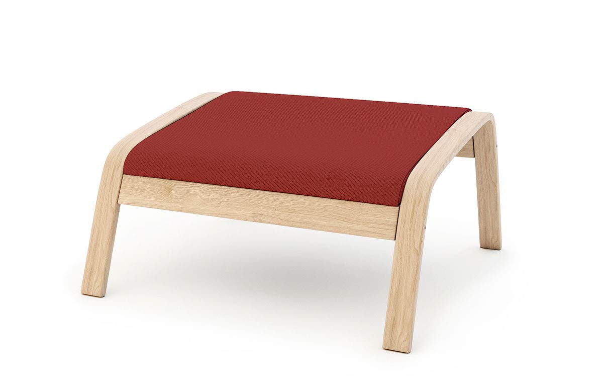 Vinylla Armchair Replacement Cover Made for Ikea Poang Chair (Footstool Design 1, Cotton - Red)