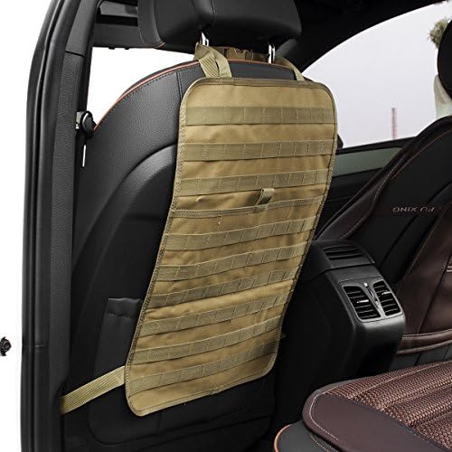 Tactical MOLLE Car Seat Back Organizer，Universal Seat Cover Case Vehicle Panel Car Seat Cover Protector (Brown)