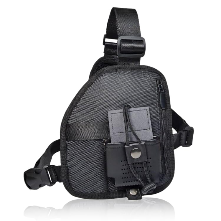 HYSHIKRA Radio Holder, Walkie Talkie Chest Harness Bag, Two Way Radio Carry Case, Hunting Intercom Bag