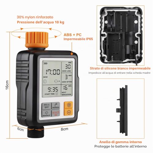 Johgee Programmer for Irrigation Garden Computer Watering IP65 Automatic Water Timer Easy Control [Energy Efficiency Class A++]