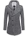 NEARKIN Mens Upturned Collar Unbalanced Wool Blend Checker Slim Fit Pea Coat
