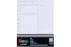 THE HAPPY PLANNER Happy Planner Undated Refill Paper for Planners and Journals, Neutral Lined Dashboard Layout Daily Notebook Planner Paper, Big Size, 100 Sheets 8 1/2" x 11"