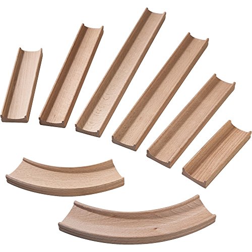 HABA Kullerbu Expansion Set - Straight Tracks and Curves - 8 Piece Set for Expanded Layouts