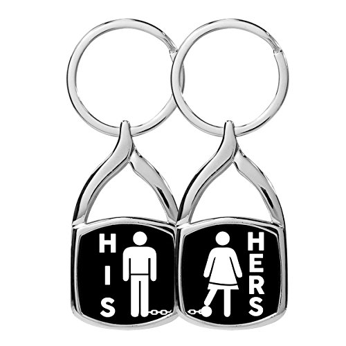 His and Hers Ball and Chain Dual Chrome Flame Tip Key Chains