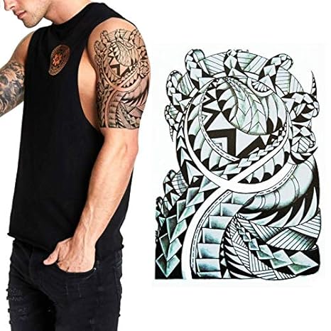 5pcs Tatouage Temporaire Maori Tribal Polynésien Noir