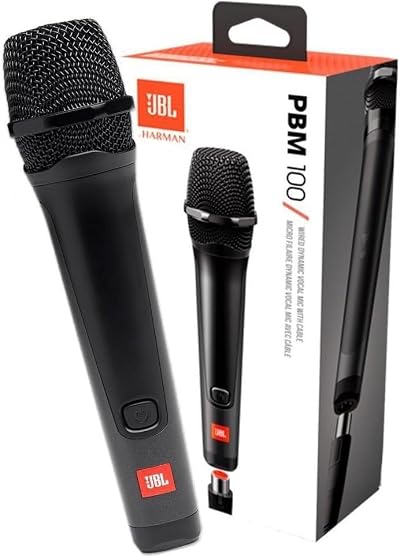 JBL PBM100 Wired Dynamic Vocal Microphone with 6.3 to 3.5 mm Adapter Black
