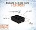 Silicone Ice Cube Trays - 6 JUMBO Cubes Molds - Pack of 2 Flexible and Bendable Easy Release, Food Grade BPA Free Material - Black - by Bovado USA