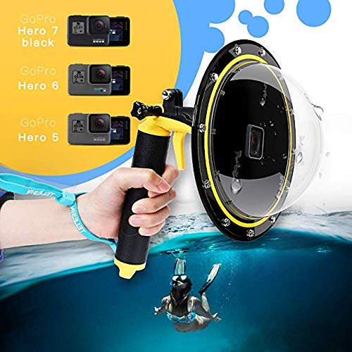 Dome Port for GoPro Hero 7 6 5 Black, Underwater Dive Camera Dome Port with Waterproof Housing Case Trigger Floating Hand Grip Waterproof 98ft/30m for Go Pro Accessories