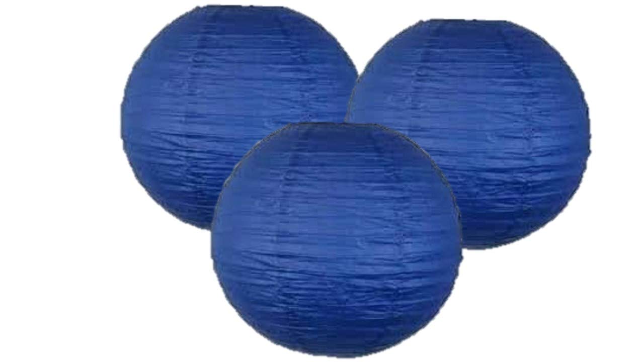 Pack of 3 Paper Lantern Lampshade Party Birthday Baby Shower Wedding Celebration Decoration 4"(10cm) -16"(40cm) (Royal Blue, 12" (30cm))