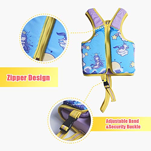Megartico Kids' Swim Vest Life Jacket Girls Adjustable Safety Strap Boys Swim Training Aid Zipper - Toddler Learn-to-Swim