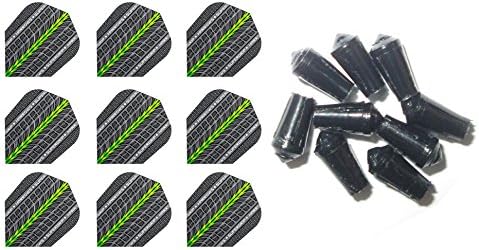 3 Sets of Harrows Supergrip Standard Dart Flights plus 3 Sets of Black Nylon Dart Flight Protectors (Lime)