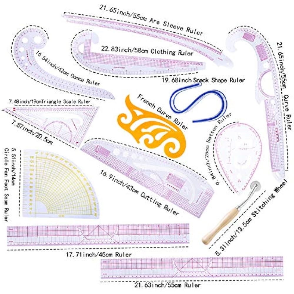 Fashion Ruler Set 12 Style Pattern Design Ruler Sewing Making Tools