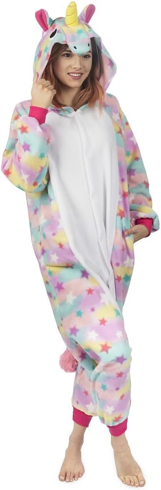 Emolly Fashion Adult Unicorn Animal Onesie Costume Pajamas for Adults and Teens