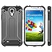 Galaxy S4 Case,Wollony Rugged Hybrid Dual Layer Hard Shell Armor Protective Back Case Shockproof Cover for Samsung Galaxy S4 Case - Slim Fit - Heavy Duty - Impact Resistant Bumper(Grey)