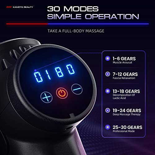 Massage Gun Deep Tissue,Muscle Massage Gun for Athlete with 12 Heads,Super Quiet Brushless Motor,Back Shoulder Leg Facial Gun,Handheld Percussion Massage Gun for Pain Relief (Black)