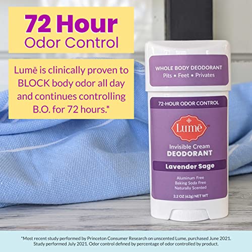 Lume Whole Body Deodorant Invisible Cream Stick 72 Hour Odor