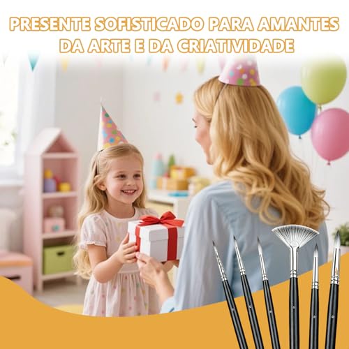 Kit Pincel Tinta Acrilica para Pintura em Tela 17 Peças com Estojo Portátil | Kit Pincel Pintura Profissional para Aquarela, Tinta Guache, Oleo e Artesanato, Presente Criativo para Menina e Menino