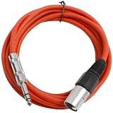 Seismic Audio - SATRXL-M10 - Red 10' XLR Male to 1/4" TRS Patch Cable