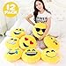 Liberty Imports 12 Pack - Large Emoji Plush Pillows, 13 Inches (32 cm) Jumbo Stuffed Cushion Pillows Bulk Bundle Set (1 Dozen)